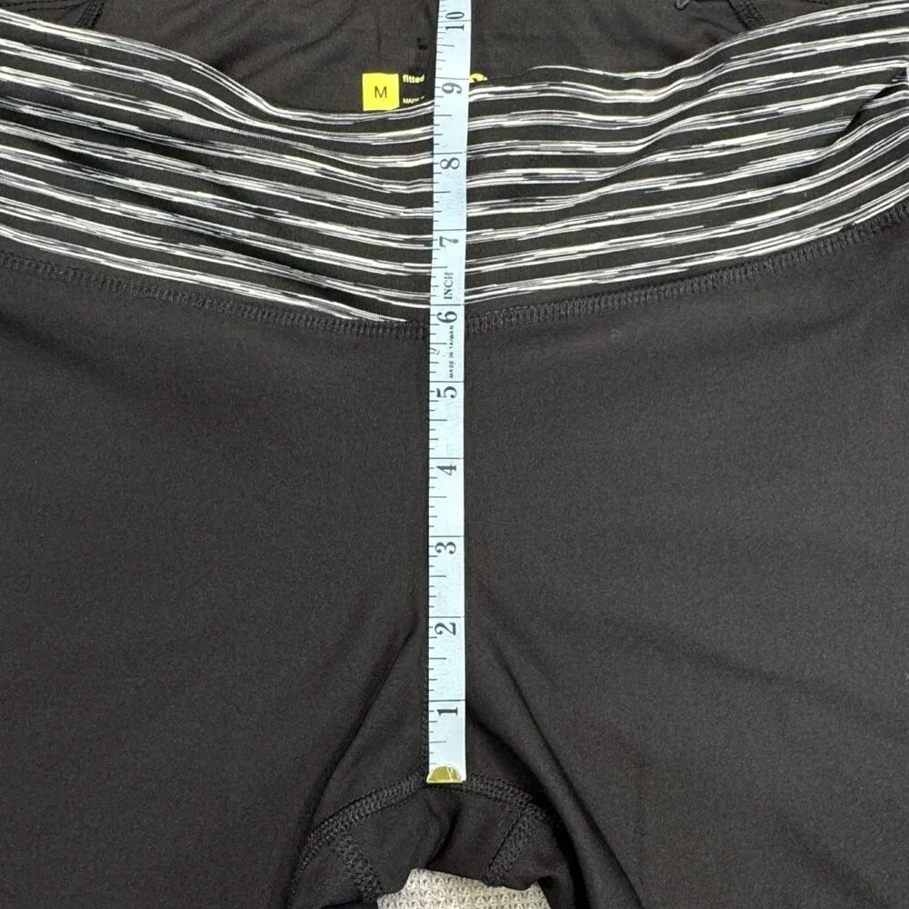 Xersion Black Striped Cropped Activewear Pants Womens Size M Stretch Yoga Mesh - Picture 11 of 16